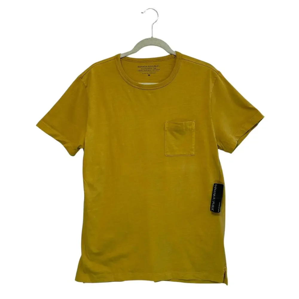 Banana Republic Supima Cotton Authentic Tee NWT Men's Sz M Mustard Yellow Dyed